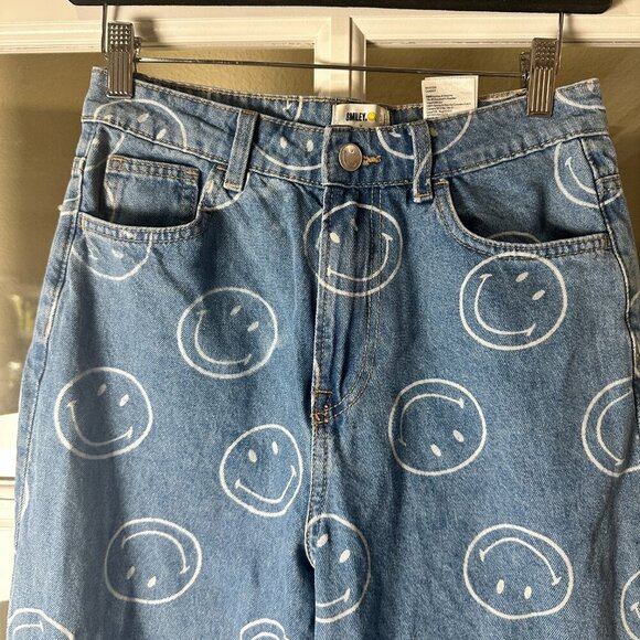 H&M x SMILEY Wide Leg Denim Jeans with Smiley Faces Size 2 - Picture 7 of 11